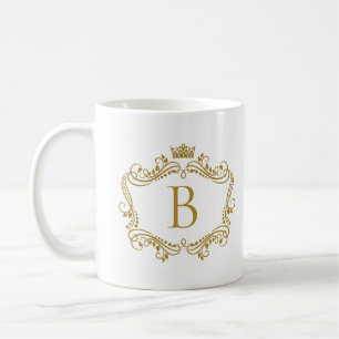 Monogrammad guld ram med krona kaffe mugg