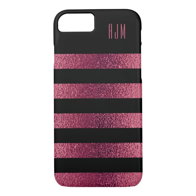 Monogrammad Guld ROSA Rand Black - bakgrund Case-Mate iPhone Skal (Baksida)