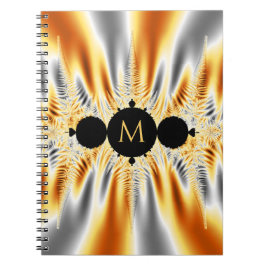 Monogrammad Guld Silver Metallic Fractal Anteckningsbok