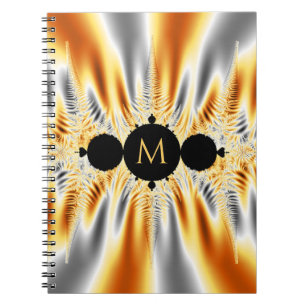 Monogrammad Guld Silver Metallic Fractal Anteckningsbok