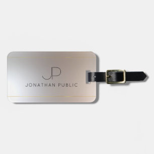 Monogrammad Guld Silver Se Elegant Modern Bagagebricka