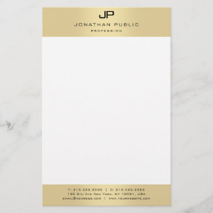 Monogrammad Guld White Modern Elegant-mall Brevpapper