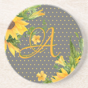 Monogrammad Gult Grått Decor Underlägg