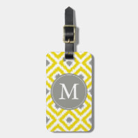 Monogrammad Gult Grått Diamonds Ikat Mönster