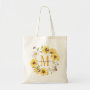 Monogrammad Gult Guld Watercolor Solblommor Tygkasse