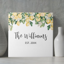 Monogrammad Gult Lemon Träd Kakelplatta