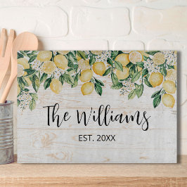 Monogrammad Gult Lemon Träd White Wood