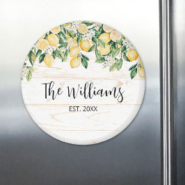 Monogrammad Gult Lemon Träd White Wood Magnet