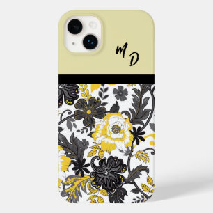 Monogrammad Gult och Grått-Blommigt