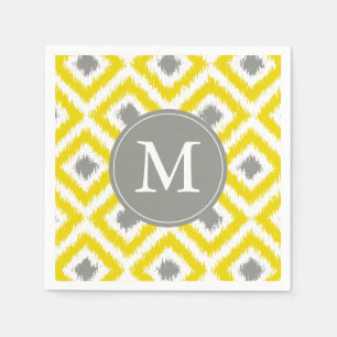 Monogrammad Gult och Grått iskat diamanter Mönst Pappersservett