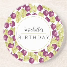 Monogrammad, handmålad beet Watercolor Art Underlägg