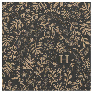 Monogrammad Harvest Flowers Tyg