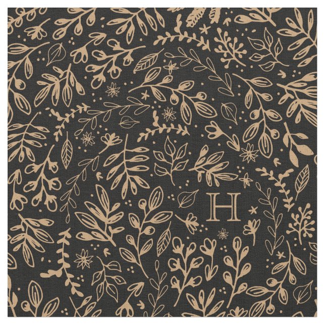 Monogrammad | Harvest Flowers Tyg (Närbild)