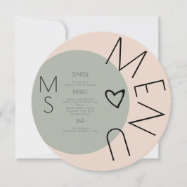 Monogrammad Heart Bröllop Circular Sage Menu