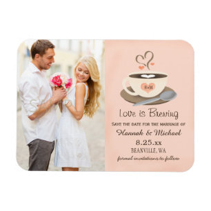 Monogrammad Heart Coffee Kopp Spara datum Magnet