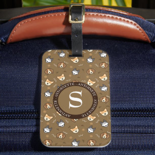 Monogrammad Hund Mönster Bagagebricka