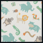 Monogrammad | I Jungle Tyg<br><div class="desc">Sötdjungelns tematiska djuravtryck designat av Shelby Allison som kan anpassas med din baby initial.</div>