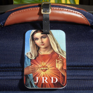 Monogrammad Immaculate Heart of Mary Luggage Tag Bagagebricka
