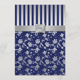 Monogrammad inbjudan till marinvin och Blommigt Si