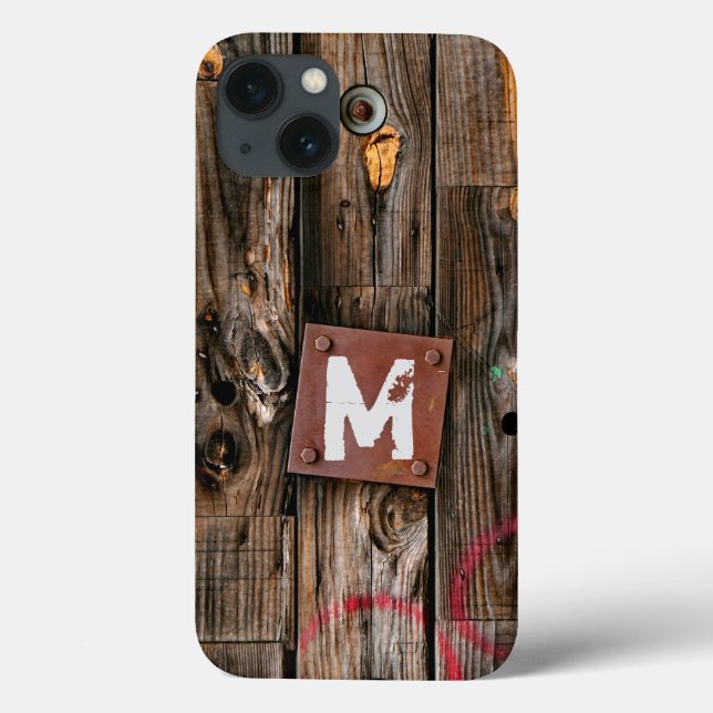 Monogrammad Industrial Rustic Wood Mönster (Baksida)