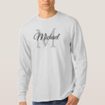 Monogrammad Initial Brev Namn Manar Långärmad T Shirt<br><div class="desc">Monogrammed Initial Brev Namn Manar Långärmad Template Elegant Trendig Grått Basic Långärmad T-Shirt.</div>
