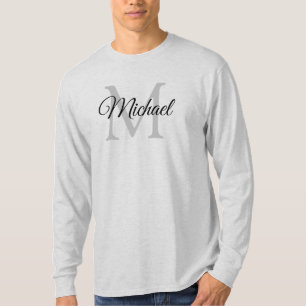 Monogrammad Initial Brev Namn Manar Långärmad T Shirt