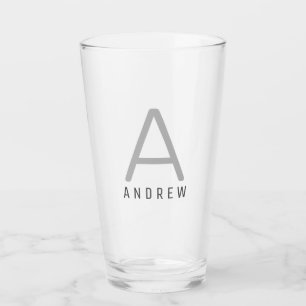 Monogrammad Initial Namn Simple Modern Pint Glaskopp