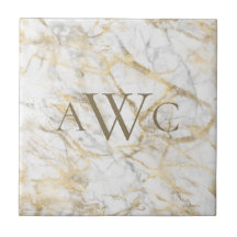 Monogrammad Initialer Guld White Grått Marble