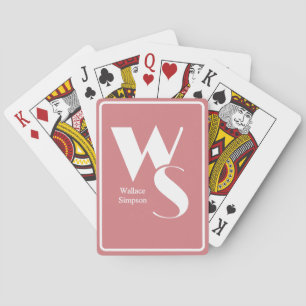 Monogrammad Initialer Namn Watermelon Rosa & White Casinokort