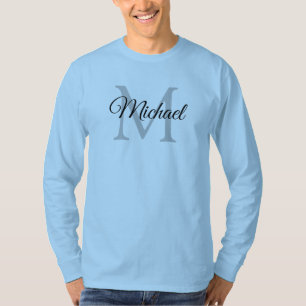 Monogrammad inledande Manar ljusblå Brev Namn T Shirt