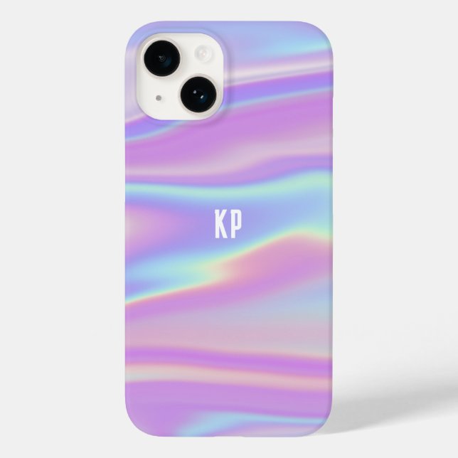 Monogrammad Iridescent Girly Abstrakt Contemporary (Baksida)