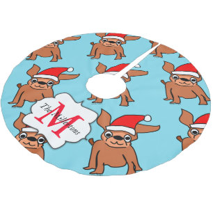 Monogrammad jul Chihuahua Julgransmatta Borstad Polyester