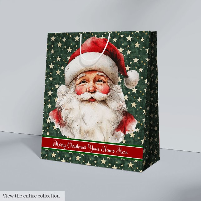Monogrammad julgåva Bag Vintage Jultomten (Monogrammed Christmas Gift Bag Vintage Santa Claus)