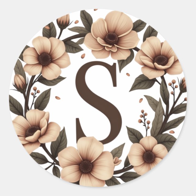 Monogrammad kaffeutandning av andedräkt runt klistermärke (Framsida)