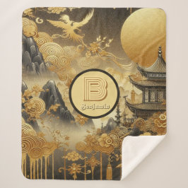 Monogrammad kinesisk målningsfaux Golden Dripping