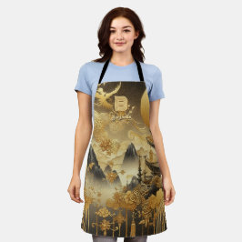 Monogrammad kinesisk målningsfaux Golden Dripping