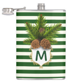 Monogrammad kolv från gräs och Grönt Rand Fickplunta