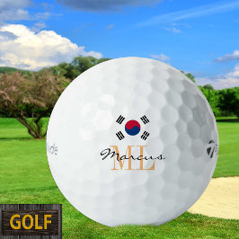 Monogrammad koreansk Flagga och Sydkorea Golf Boll