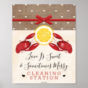 Monogrammad Kräftor Boil Städning Station-tecken Poster