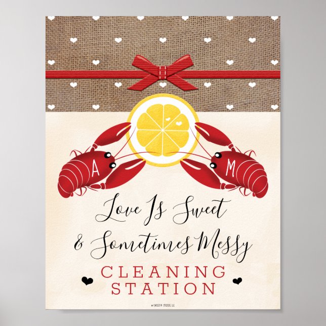 Monogrammad Kräftor Boil Städning Station-tecken Poster (Framsidan)