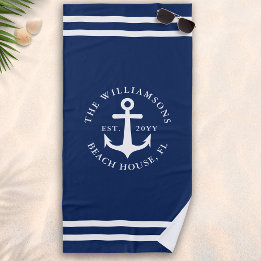 Monogrammad Light Navy Blue White Anchor Nautical
