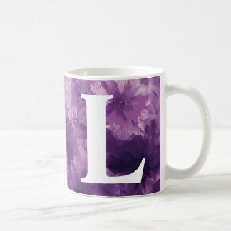 Monogrammad Lila Blommigt Mugg