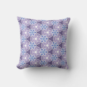 Monogrammad Lila Blommigt Watercolor Mönster Kudde