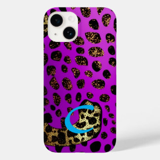 Monogrammad Lila Cheetah Leopard Glitter