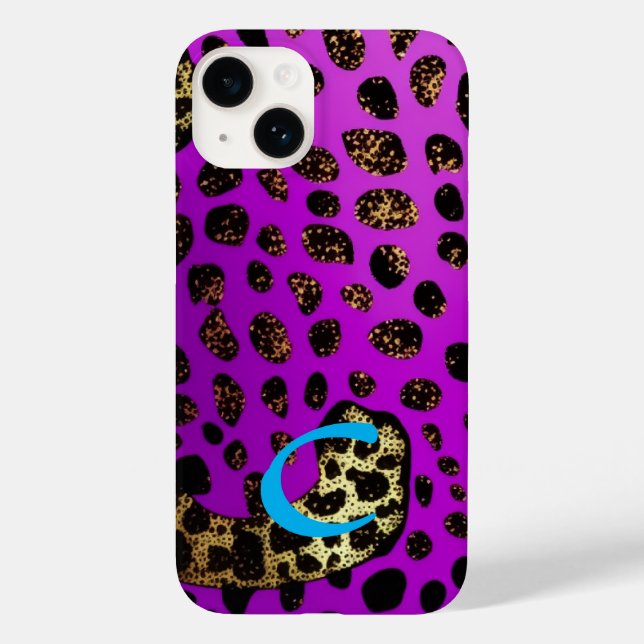Monogrammad Lila Cheetah Leopard Glitter (Baksida)
