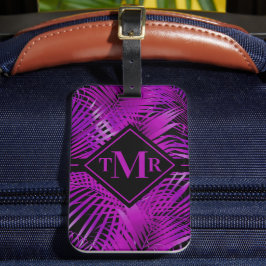 Monogrammad Lila Handflatan Tropical Bagagebricka