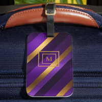 Monogrammad lila och Guld diagonal stripe