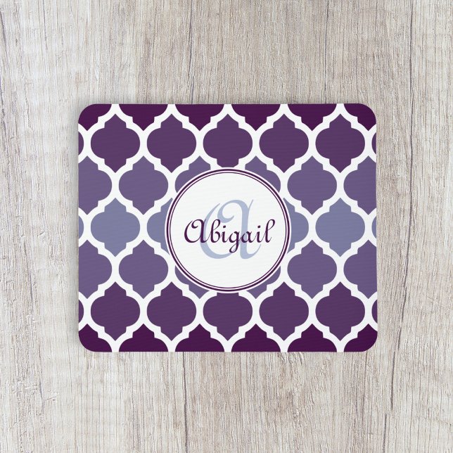 Monogrammad Lila Ombre Moroccan Lattice Mönster Musmatta (Skapare uppladdad)