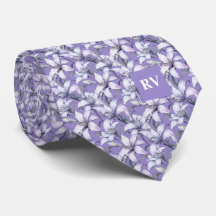 Monogrammad Lila Påsk Lily Blommigt Slips