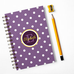Monogrammad Lila Polka dots Anteckningsbok